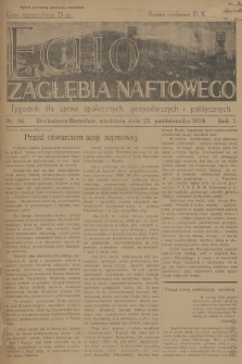 Echo Zagłębia Naftowego : tygodnik dla spraw społecznych, gospodarczych i politycznych. R.1, 1929, nr 36