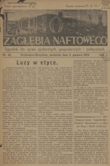Echo Zagłębia Naftowego : tygodnik dla spraw społecznych, gospodarczych i politycznych. R.1, 1929, nr 42