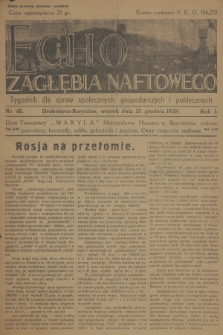 Echo Zagłębia Naftowego : tygodnik dla spraw społecznych, gospodarczych i politycznych. R.1, 1929, nr 45