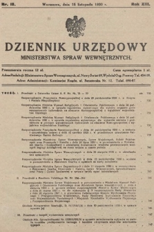 Dziennik Urzędowy Ministerstwa Spraw Wewnętrznych. 1930, nr 18