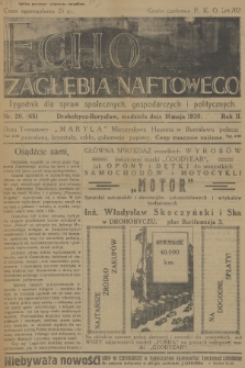 Echo Zagłębia Naftowego : tygodnik dla spraw społecznych, gospodarczych i politycznych. R.2, 1930, nr 20