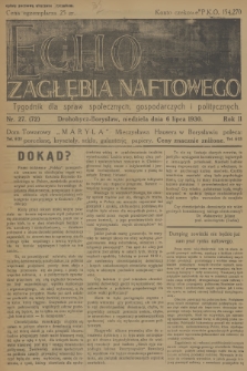 Echo Zagłębia Naftowego : tygodnik dla spraw społecznych, gospodarczych i politycznych. R.2, 1930, nr 27