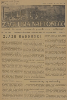Echo Zagłębia Naftowego : tygodnik dla spraw społecznych, gospodarczych i politycznych. R.2, 1930, nr 33