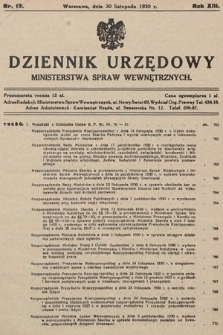 Dziennik Urzędowy Ministerstwa Spraw Wewnętrznych. 1930, nr 19