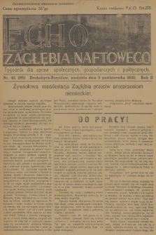Echo Zagłębia Naftowego : tygodnik dla spraw społecznych, gospodarczych i politycznych. R.2, 1930, nr 40