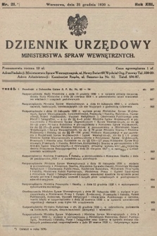 Dziennik Urzędowy Ministerstwa Spraw Wewnętrznych. 1930, nr 21