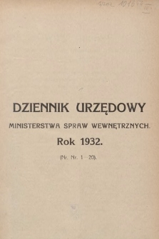 Dziennik Urzędowy Ministerstwa Spraw Wewnętrznych. 1932, skorowidz alfabetyczny