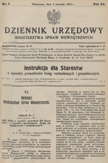 Dziennik Urzędowy Ministerstwa Spraw Wewnętrznych. 1932, nr 1
