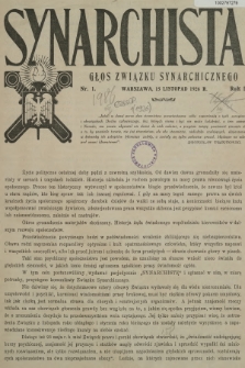 Synarchista : głos Związku Synarchicznego. R.1, 1926, nr 1