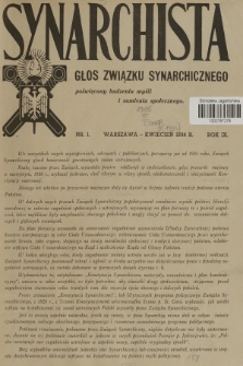 Synarchista : głos Związku Synarchicznego poświęcony budzeniu myśli i sumienia społecznego. R.9, 1934, nr 1