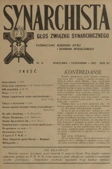 Synarchista : głos Związku Synarchicznego poświęcony budzeniu myśli i sumienia społecznego. R.12, 1937, nr 8