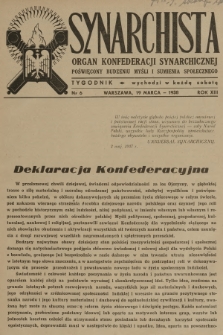 Synarchista : organ Konfederacji Synarchicznej poświęcony budzeniu myśli i sumienia społecznego. R.13, 1938, nr 6