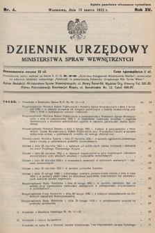 Dziennik Urzędowy Ministerstwa Spraw Wewnętrznych. 1932, nr 4