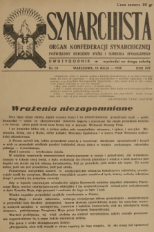 Synarchista : organ Konfederacji Synarchicznej poświęcony budzeniu myśli i sumienia społecznego. R.14, 1939, nr 10