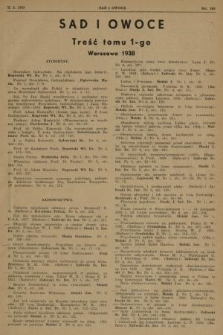Sad i Owoce : miesięcznik poświęcony sprawom: produkcji owoców, warzyw i ziół; przechowalnictwa, przetwórstwa i handlu; spożycia oraz zastosowań w dietetyce i lecznictwie. T. 1, 1938, treść tomu 1-go