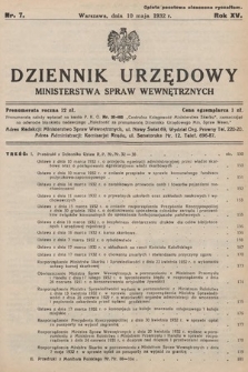 Dziennik Urzędowy Ministerstwa Spraw Wewnętrznych. 1932, nr 7