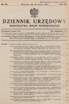 Dziennik Urzędowy Ministerstwa Spraw Wewnętrznych. 1932, nr 10
