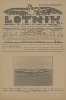 Lotnik : organ Związku Lotników Polskich : pismo dla wszystkich poświęcone sprawom lotnictwa cywilnego i wojskowego. R.1, 1924, nr 15