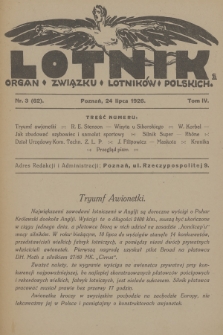 Lotnik : organ Związku Lotników Polskich. T.4, 1926, nr 3 (62)