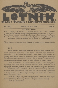 Lotnik : organ Związku Lotników Polskich. T.4, 1926, nr 4 (63)