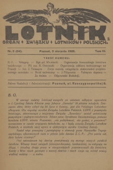 Lotnik : organ Związku Lotników Polskich. T.4, 1926, nr 5 (64)