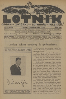 Lotnik : organ Związku Lotników Polskich. T.4, 1926, nr 8 (67)