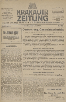 Krakauer Zeitung : zugleich amtliches Organ des K. U. K. Festungs-Kommandos. 1916, nr 181