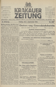 Krakauer Zeitung : zugleich amtliches Organ des K. U. K. Festungs-Kommandos. 1916, nr 243