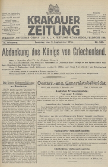 Krakauer Zeitung : zugleich amtliches Organ des K. U. K. Festungs-Kommandos. 1916, nr 245