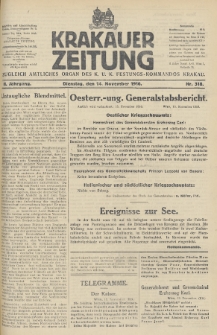 Krakauer Zeitung : zugleich amtliches Organ des K. U. K. Festungs-Kommandos. 1916, nr 318