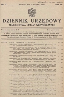 Dziennik Urzędowy Ministerstwa Spraw Wewnętrznych. 1932, nr 17