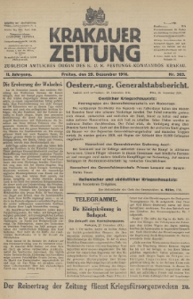 Krakauer Zeitung : zugleich amtliches Organ des K. U. K. Festungs-Kommandos. 1916, nr 363