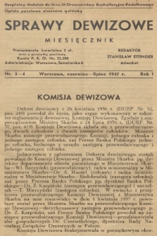 Sprawy Dewizowe : bezpłatny dodatek do N-ru 20 Orzecznictwa Buchalteryjno-Podatkowego. R.1, 1937, nr 3/4