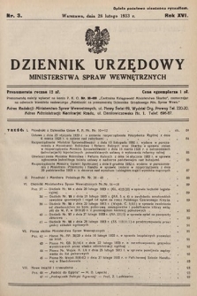 Dziennik Urzędowy Ministerstwa Spraw Wewnętrznych. 1933, nr 3