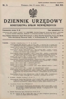 Dziennik Urzędowy Ministerstwa Spraw Wewnętrznych. 1933, nr 4