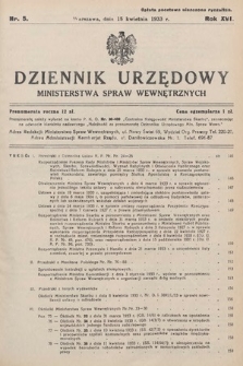 Dziennik Urzędowy Ministerstwa Spraw Wewnętrznych. 1933, nr 5