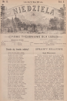 Niedziela : pismo tygodniowe dla ludu. R.1, 1884, nr 11