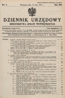 Dziennik Urzędowy Ministerstwa Spraw Wewnętrznych. 1933, nr 7