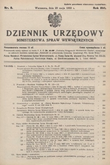 Dziennik Urzędowy Ministerstwa Spraw Wewnętrznych. 1933, nr 8