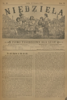 Niedziela : pismo tygodniowe dla ludu. R.6, 1889, nr 33