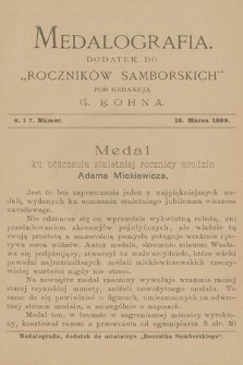 Medalografia : dodatek do „Roczników Samborskich”. 1899, nr 6 i 7