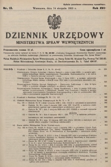 Dziennik Urzędowy Ministerstwa Spraw Wewnętrznych. 1933, nr 13