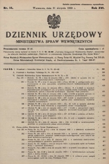 Dziennik Urzędowy Ministerstwa Spraw Wewnętrznych. 1933, nr 14