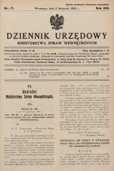 Dziennik Urzędowy Ministerstwa Spraw Wewnętrznych. 1933, nr 17