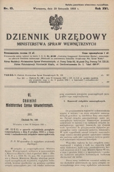 Dziennik Urzędowy Ministerstwa Spraw Wewnętrznych. 1933, nr 19