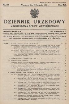 Dziennik Urzędowy Ministerstwa Spraw Wewnętrznych. 1933, nr 20
