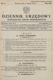 Dziennik Urzędowy Ministerstwa Spraw Wewnętrznych. 1934, nr 1