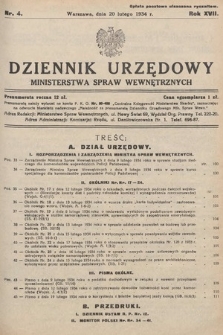 Dziennik Urzędowy Ministerstwa Spraw Wewnętrznych. 1934, nr 4