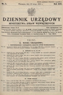 Dziennik Urzędowy Ministerstwa Spraw Wewnętrznych. 1934, nr 5