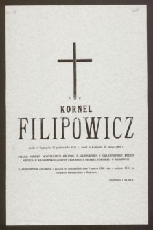 Ś. P. Kornel Filipowicz urodz. w Tarnopolu, 27 października 1913 r., zmarł w Krakowie 28 lutego 1990 r. [...]